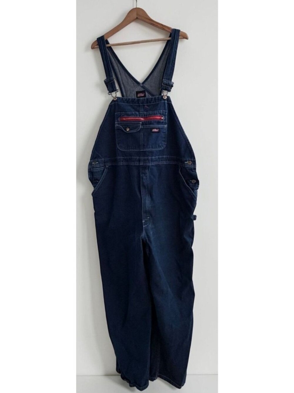 Genuine Dickies Mens Denim Bib Overalls Dark Wash Size XLR Carpneter Work Wear